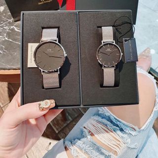 SET ĐỒNG HỒ ĐÔI CAO CẤP DANIEL W TRÒN DÂY LƯỚI NAM NỮ