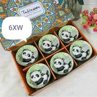 BỘ 6 CHÉN ĐŨA HỌA TIẾT GẤU TRÚC ĐÁNG YÊU