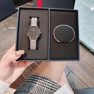 SET ĐỒNG HỒ CAO CẤP DANIEL W TRÒN DÂY LƯỚI VÀ VÒNG TAY