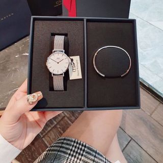 SET ĐỒNG HỒ CAO CẤP DANIEL W TRÒN DÂY LƯỚI VÀ VÒNG TAY