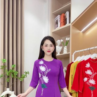 ÁO DÀI THÊU ĐÍNH KẾT THỦ CÔNG