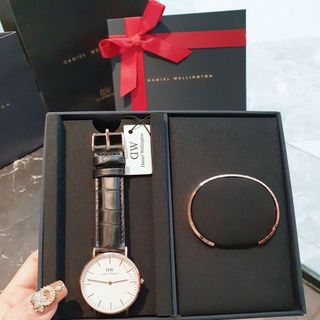 SET ĐỒNG HỒ CAO CẤP DANIEL W TRÒN DÂY DA VÀ VÒNG TAY