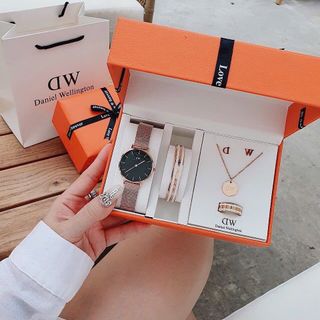 SET ĐỒNG HỒ CAO CẤP DANIEL W TRÒN VÀ BỘ TRANG SỨC
