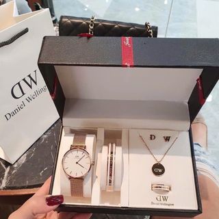 SET ĐỒNG HỒ CAO CẤP DANIEL W TRÒN VÀ BỘ TRANG SỨC