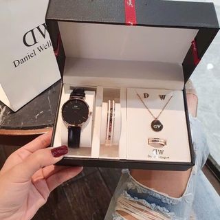SET ĐỒNG HỒ CAO CẤP DANIEL W TRÒN VÀ BỘ TRANG SỨC