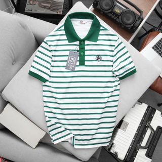 ÁO THUN CỔ BẺ THIẾT KẾ KẺ SỌC FOM BODY CHẤT CÁ SẤU MÈ SRB03- THỜI TRANG HC