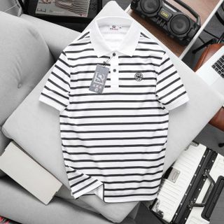 ÁO THUN CỔ BẺ THIẾT KẾ KẺ SỌC FOM BODY CHẤT CÁ SẤU MÈ SRB03- THỜI TRANG HC