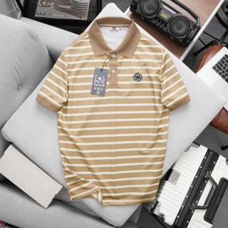 ÁO THUN CỔ BẺ THIẾT KẾ KẺ SỌC FOM BODY CHẤT CÁ SẤU MÈ SRB03- THỜI TRANG HC