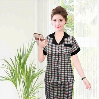 Set lụa quần dài tay ngắn hàng truyền thống