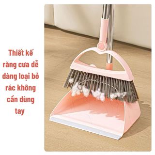 Bộ chổi hót rác heo hồng dễ thương chổi thiết kế gập 45 độ quét các góc siêu xinh siêu nhẹ dễ dàng tháo lắp