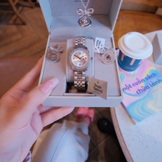 SET ĐỒNG HỒ CAO CẤP VIVIEN TRỌN BỘ TRANG SỨC HỒNG
