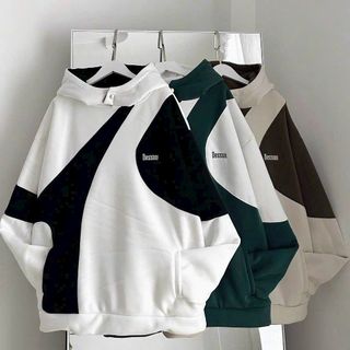 Áo Khoác Hoodie Nỉ Boxy Dessuu Hình Thêu Sắc Nét Phối Màu Đường Chỉ May Tinh Tế