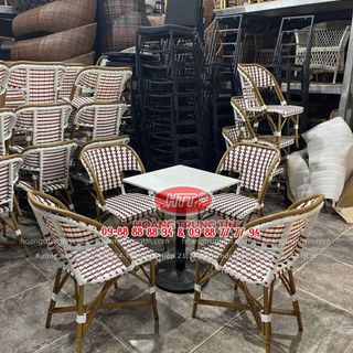 ghế cafe nhựa giả mây cao cấp ghế mây nhựa ngoài trời