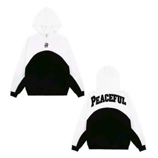 Áo phối thân thêu chữ PEACEFUL, áo hoodie , áo nỉ mũ nỉ cotton lót bông, Áo dài tay mũ 2 lớp dày dặn tay bồng, siêu hot