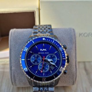 ĐỒNG HỒ NAM CAO CẤP MICHAEL K 8727 CHONOGRAP DÂY THÉP ĐEN MẶT XANH