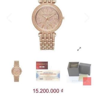 ĐỒNG HỒ NỮ CAO CẤP MICHAEL K 3779 ĐÍNH FULL HỘT HỒNG VÀ BẠC