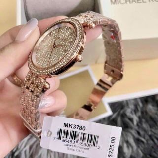 ĐỒNG HỒ NỮ CAO CẤP MICHAEL K 3779 ĐÍNH FULL HỘT HỒNG VÀ BẠC