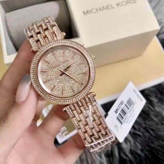 ĐỒNG HỒ NỮ CAO CẤP MICHAEL K 3779 ĐÍNH FULL HỘT HỒNG VÀ BẠC
