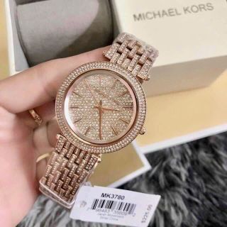 ĐỒNG HỒ NỮ CAO CẤP MICHAEL K 3779 ĐÍNH FULL HỘT HỒNG VÀ BẠC