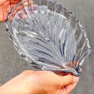 ĐĨA THỦY TINH 30CM HÌNH CHIẾC LÁ DSP3001- 1HA/HS