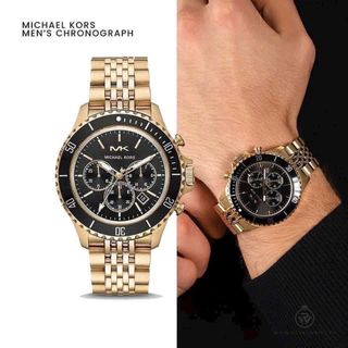 ĐỒNG HỒ NAM CAO CẤP MICHAEL K 8726 CHONOGRAP DÂY THÉP VÀNG MẶT ĐEN