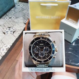 ĐỒNG HỒ NAM CAO CẤP MICHAEL K 8726 CHONOGRAP DÂY THÉP VÀNG MẶT ĐEN