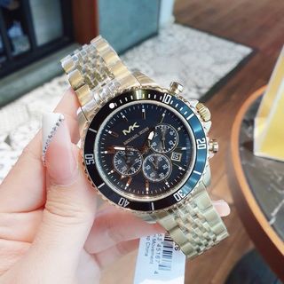 ĐỒNG HỒ NAM CAO CẤP MICHAEL K 8726 CHONOGRAP DÂY THÉP VÀNG MẶT ĐEN