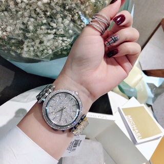 ĐỒNG HỒ NỮ CAO CẤP MICHAEL K 3437 MẶT SIZE TO ĐÍNH HẠT MÀU BẠC