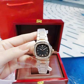 ĐỒNG HỒ NỮ CAO CẤP PHATEK MẶT VUÔNG  VIỀN HỘT MÁY QUARZT
