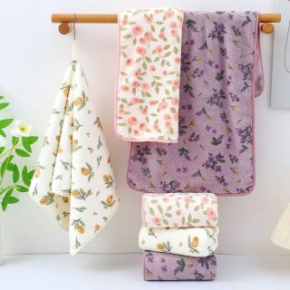 SET 2 KHĂN HOA (KHĂN MẶT + KHĂN TẮM) SIÊU THẤM NƯỚC