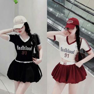 SET CROPTOP CỔ TIM KÈM QUẦN BÍ PHỒNG SỌC 2 BÊN - LÊ PHƯƠNG BOUTIQUE