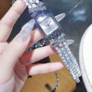 SALE BỎ MẪU ĐỒNG HỒ NỮ THỜI TRANG TRANEL DÂY NGỌC TRAI ĐÍNH NƠ XINH