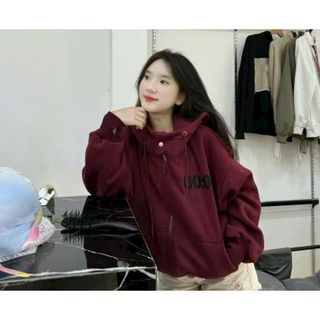 Áo khoác hoodie zip nỉ dệt from rộng boxy nón to nút bấm cổ thêu 00:00 có túi trong unisex nam nữ