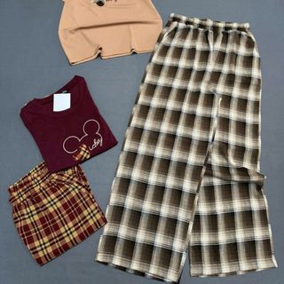 Đồ bộ thun nữ quần dài thêu hình mickey