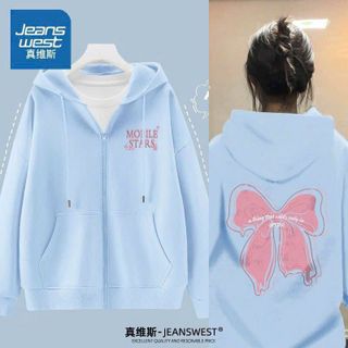 ÁO HOODIE - ÁO KHOÁC NỈ NGOẠI Dây full zip (Ảnh Thật) HOOIDE MỚI in NƠ HỒNG