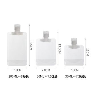 Túi chiết mỹ phẩm du lịch chiết sữa tắm dầu gội 100ml 50ml 30ml tiện lợi trong suốt có nắp nhựa sử dụng nhiều lần