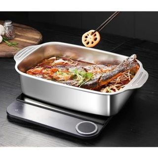 KHAY INOX 33CM ĐA CÔNG DỤNG CÓ TAY CẦM
