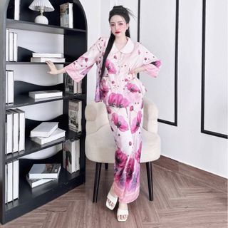 Bộ pijama cổ sen thiết kế lụa latin cao cấp túi sâu