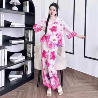 Bộ pijama cổ sen thiết kế lụa latin cao cấp túi sâu