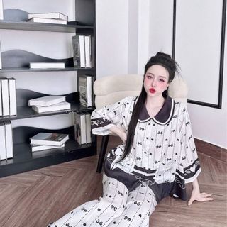 Bộ pijama cổ sen thiết kế lụa latin cao cấp túi sâu