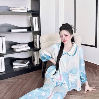Bộ pijama cổ sen thiết kế lụa latin cao cấp túi sâu