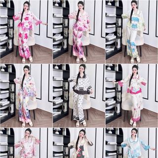 Bộ pijama cổ sen thiết kế lụa latin cao cấp túi sâu