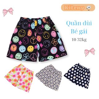 Quần đùi bé gái, quần cộc cotton cho bé gái 10-32kg, thấm hút tốt, thoáng mát