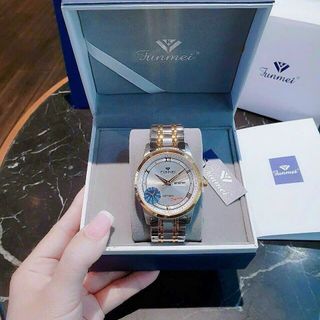 ĐỒNG HỒ NAM CHÍNH HÃNG FUNMEI F2039 DÂY THÉP 2 LỊCH FULLBOX TEM