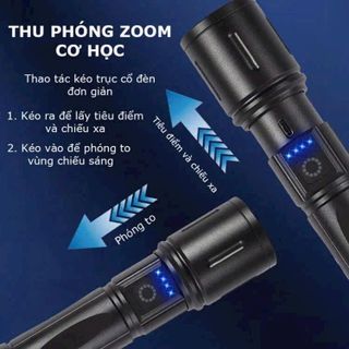 Đèn Pin Zoom Cơ Học – Đèn Pin Siêu Sáng 3 Chế Độ, Pin Sạc 3.7V 1200mAh