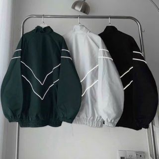Áo Khoác Dù Nam Nữ Unisex 2 Lớp Dày Dặn Full Zip Phối Sọc Phát Sáng Dạ Quang Cực Đẹp