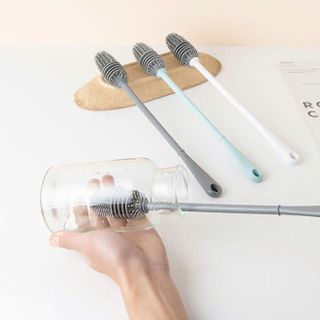 BÀN CHẢI SILICON VỆ SINH CỐC TAY CÁN CẦM DÀI