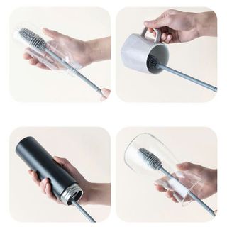 BÀN CHẢI SILICON VỆ SINH CỐC TAY CÁN CẦM DÀI