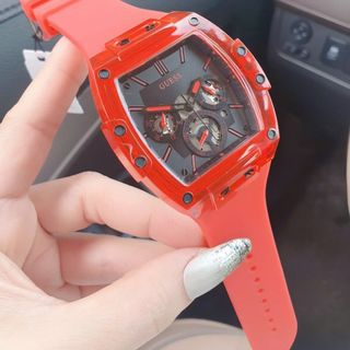 ĐỒNG HỒ NAM CAO CẤP GUEZ MẶT CN CHONOGRAP DÂY CAO SU ĐỎ