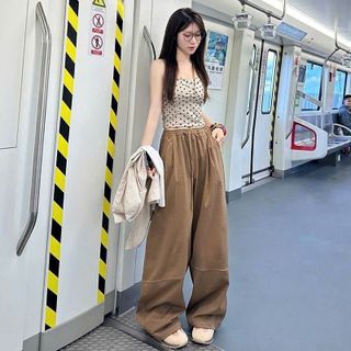 Quần Ống Rộng Chất Dù Nhăn Trơn Lưng Thun Cạp Cao Có 3 màu Mẫu Mới Thời Trang Nữ